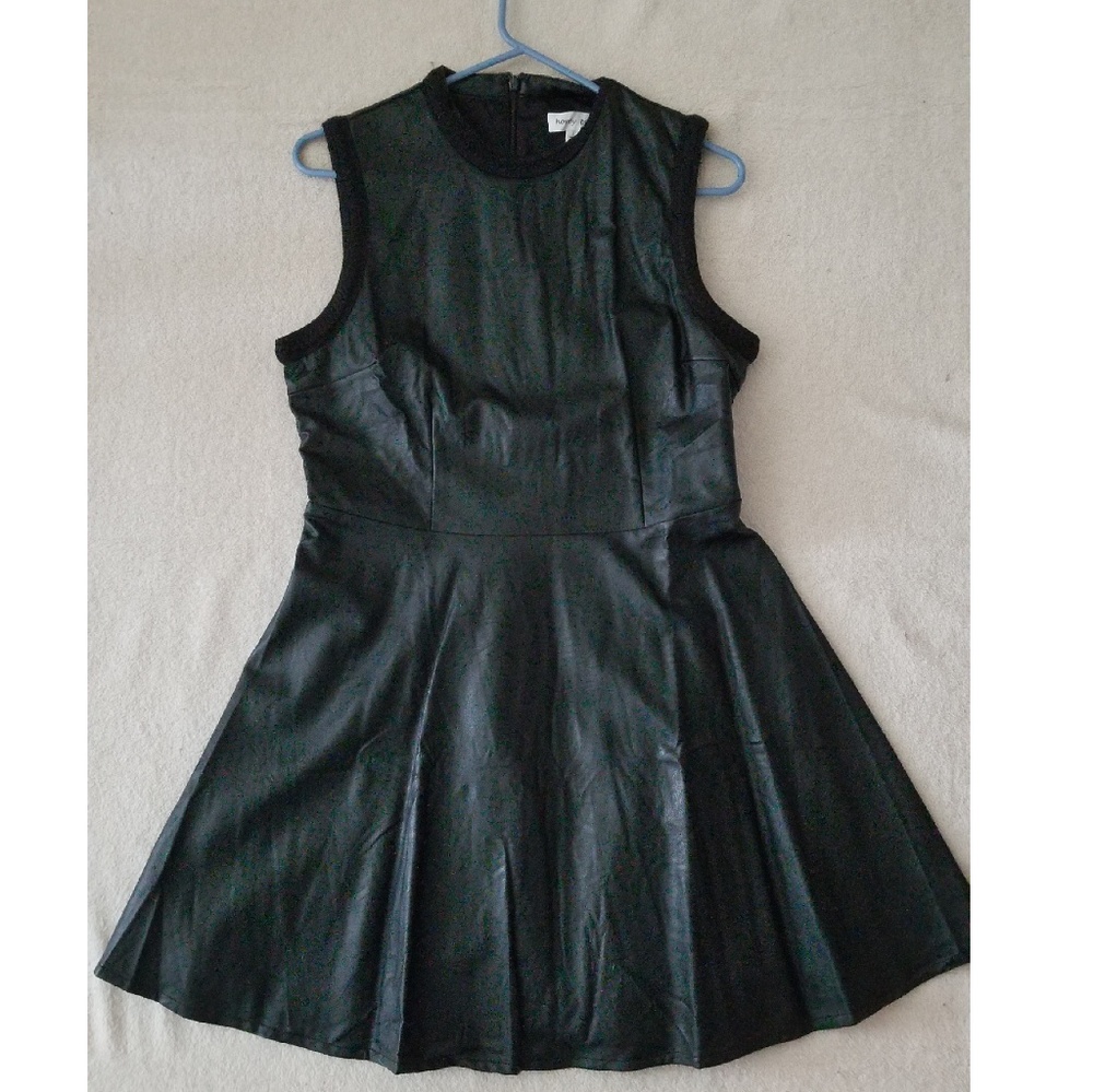 NWOT Faux Leather Fit and Flare Dress